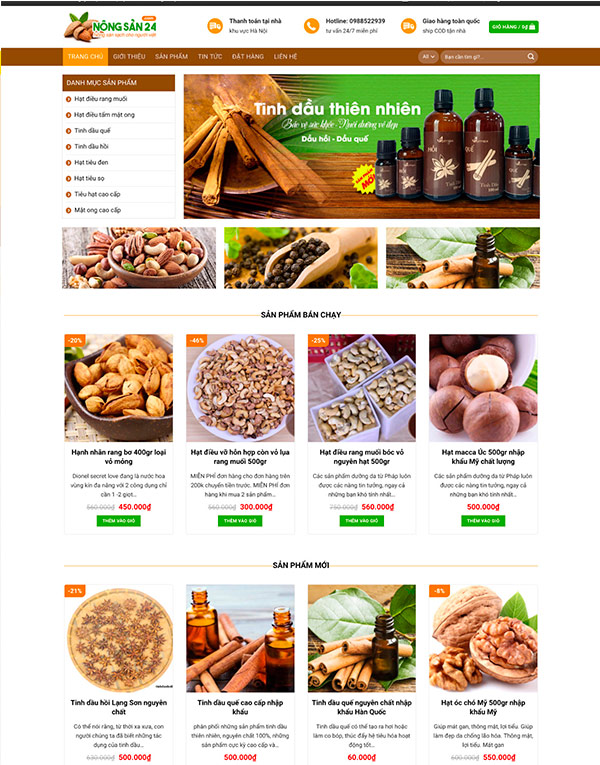 Mẫu web bán nông sản